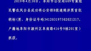 阜阳警方悬赏10万！颍东这名涉黑首犯落网了！