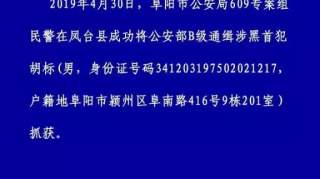 阜阳警方抓获一公安部B级通缉涉黑首犯！系当地政府工作人员！