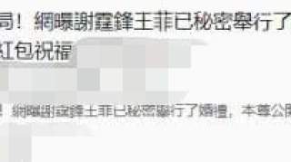 谢霆锋王菲被曝结婚，遭到男方否认