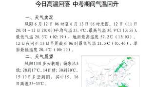 今日高温回落 中考期间气温回升