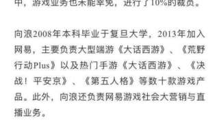 网易游戏裁员2000人？网易游戏副总裁向某疑辞职