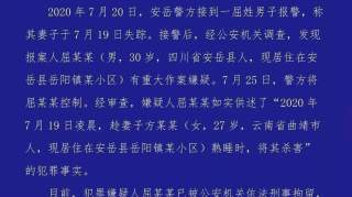 又一起！四川一男子趁妻子熟睡将其杀害，报警称其妻失踪