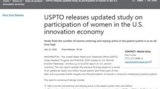 USPTO：女性发明者首次申请专利后五年内再申请专利的比例正在上升