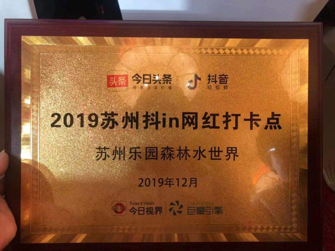 苏州乐园·森林水世界荣获“2019苏州抖in网红打卡点”