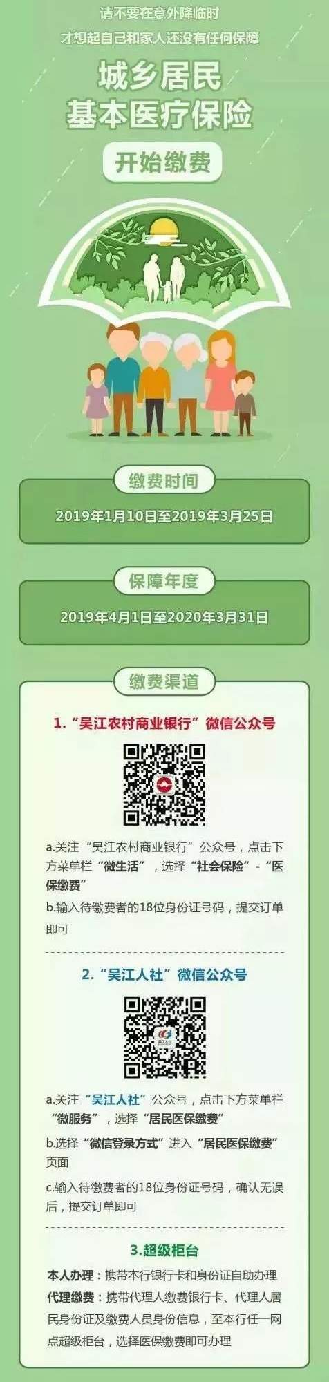 2019年度吴江区城乡居民医疗保险缴费已进入倒计时！