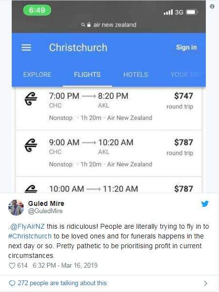 新西兰枪击案阴霾未散，这家航空公司飞基督城票价却暴涨3倍…全网震惊：谁给了你借机敛财的勇气！？