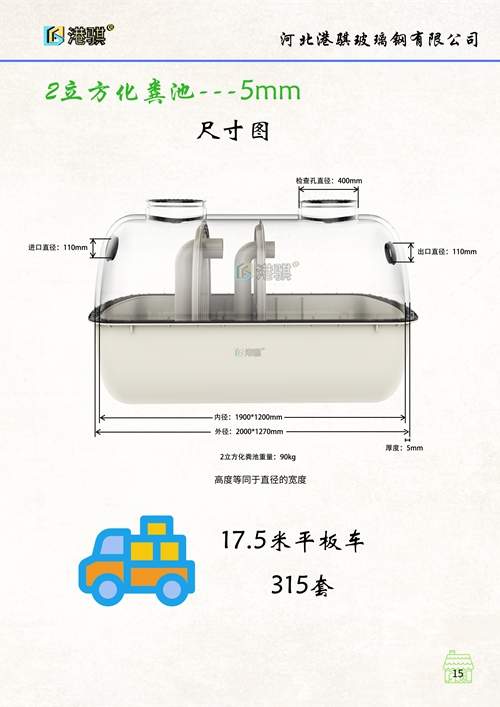 装配式三格化粪池  1.5立方结构图  农村新型厕所