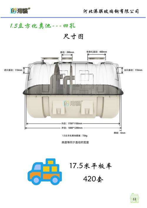 装配式三格化粪池  1.5立方结构图  农村新型厕所