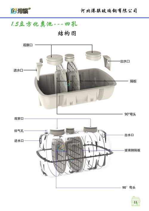 装配式三格化粪池  1.5立方结构图  农村新型厕所