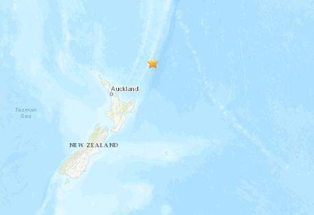 新西兰东北部海域发生5.1级地震 震源深度35千米