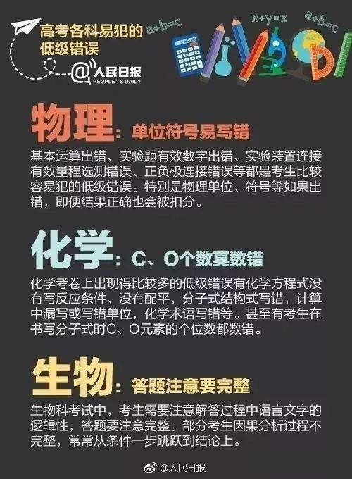 必看！各科考试中容易犯的错误，人民日报重点提醒~