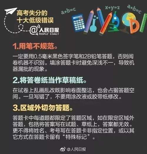 必看！各科考试中容易犯的错误，人民日报重点提醒~