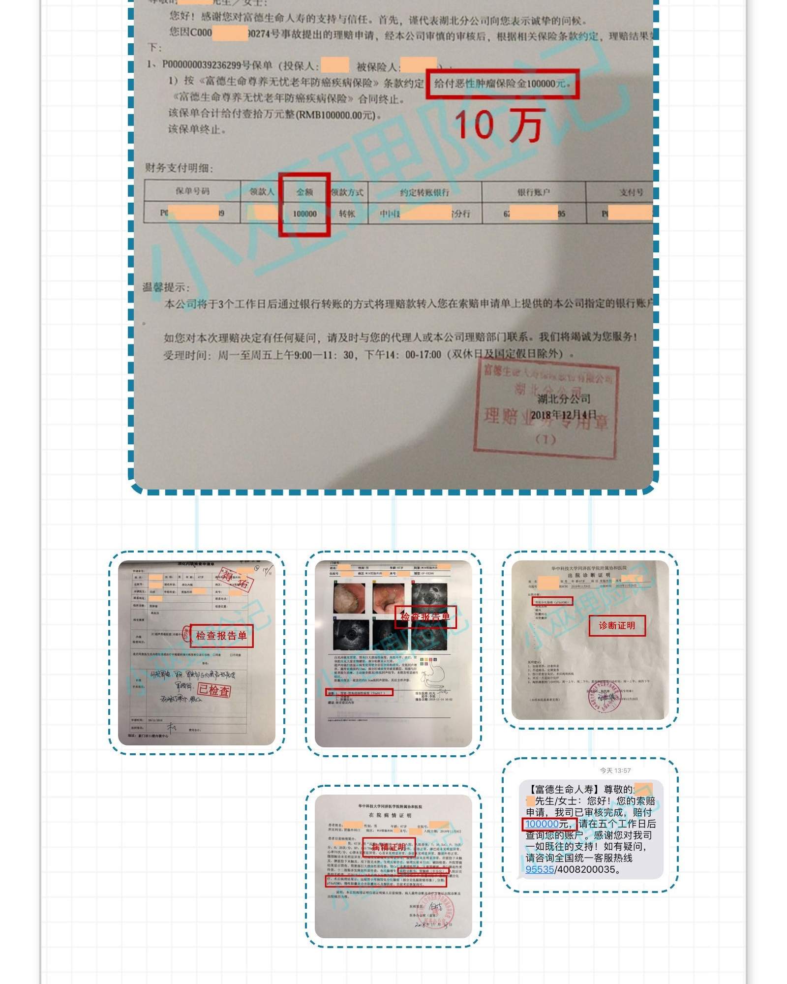 理赔案例 | 重疾 - 胃腺癌索赔10万