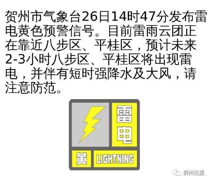 注意！贺州已发布黄色雷电预警！未来一周将迎来暴雨天气.....