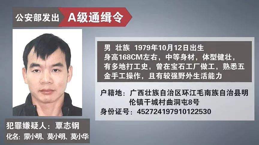 网传公安部A级通缉令覃志钢被捕消息