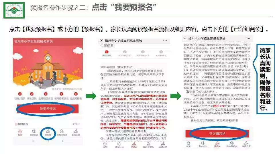 福州市马尾实验小学招生预报名系统家长操作指南（ppt版）