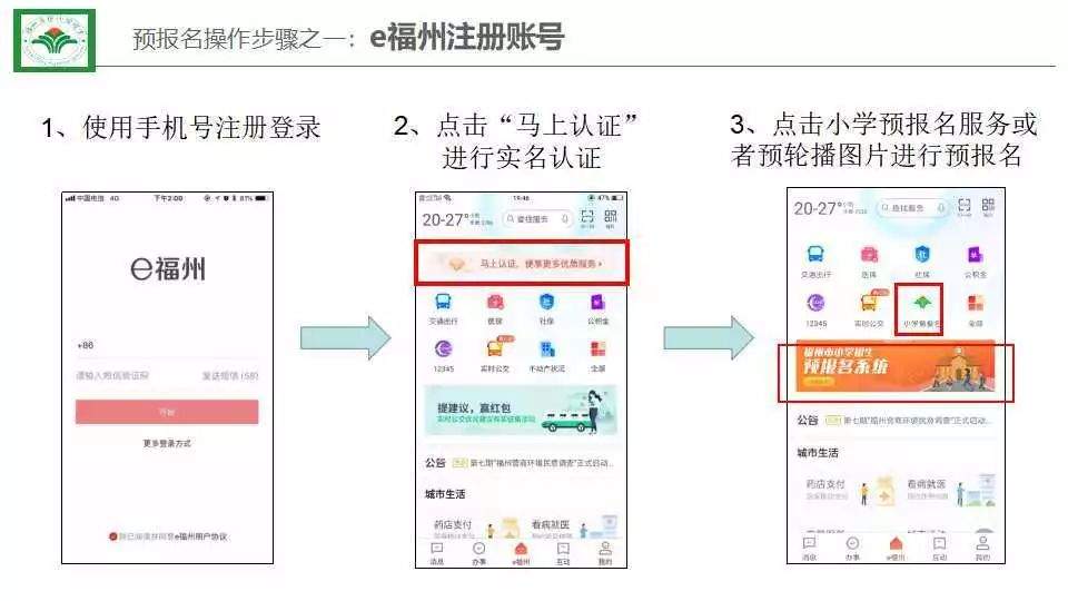 福州市马尾实验小学招生预报名系统家长操作指南（ppt版）