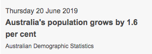 统计局公布澳大利亚人口增长率为1.6%