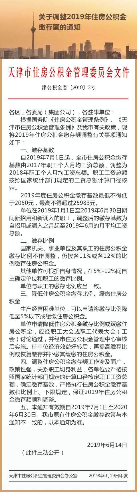 重磅通知！2019年天津调整住房公积金，你get到了吗？