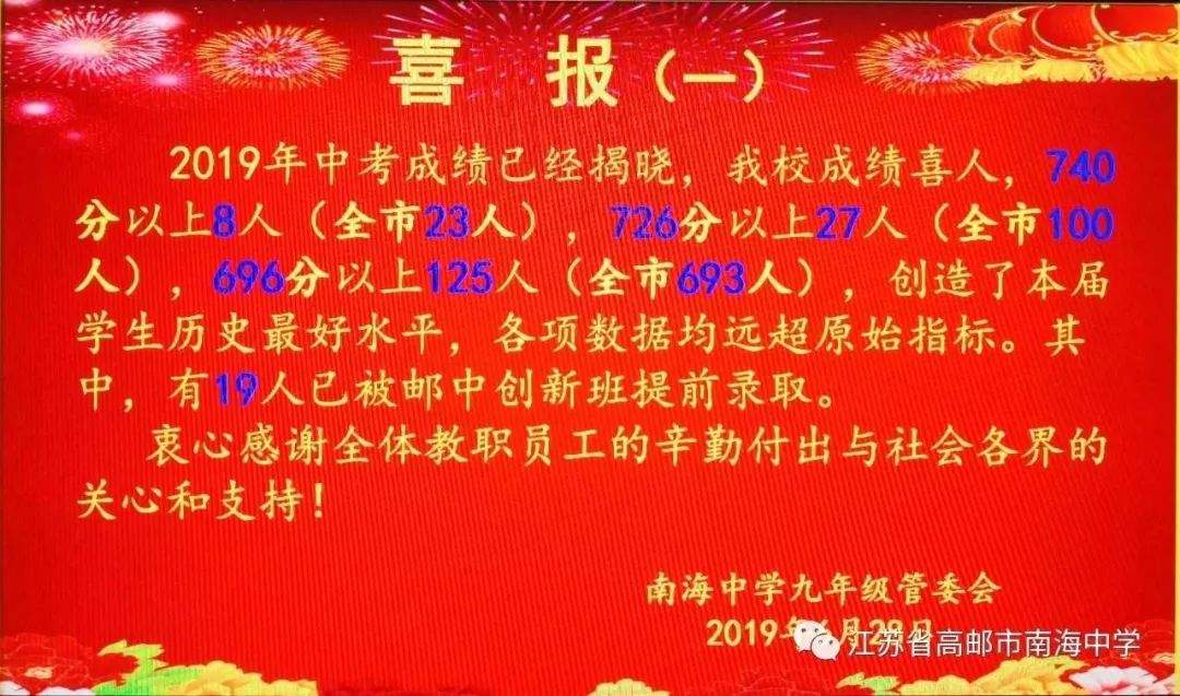 重磅！高邮中考分数出炉！中考状元就是他！考了763分...