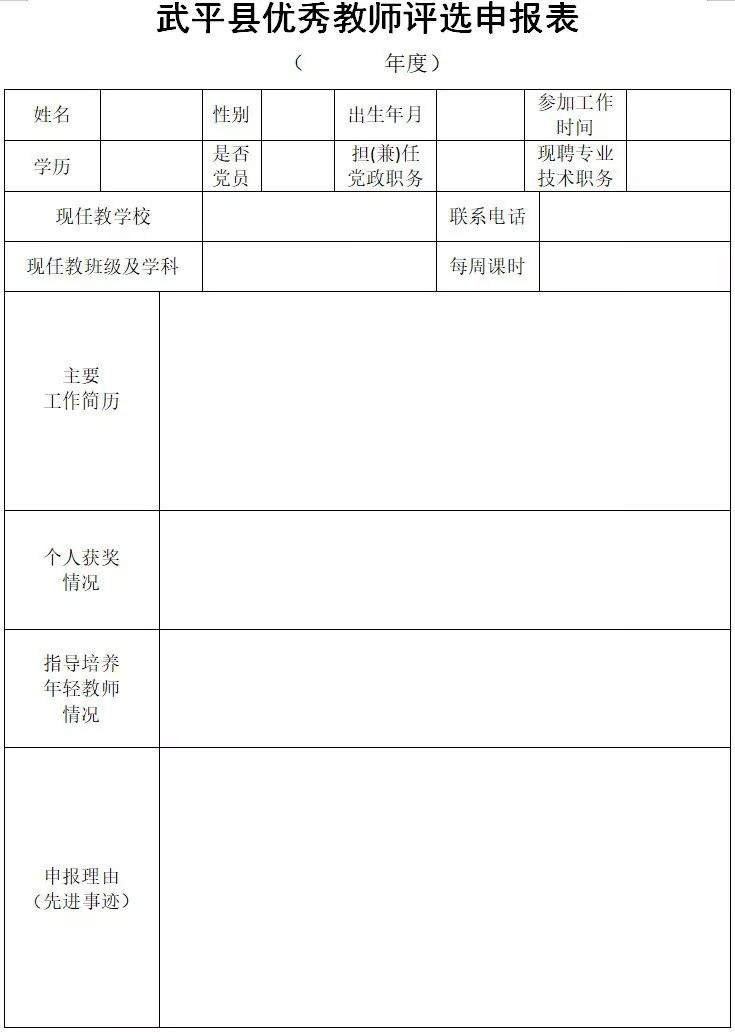 武平县委人才办、县教育局联合发文：优秀班主任及优秀教师评选申报启动