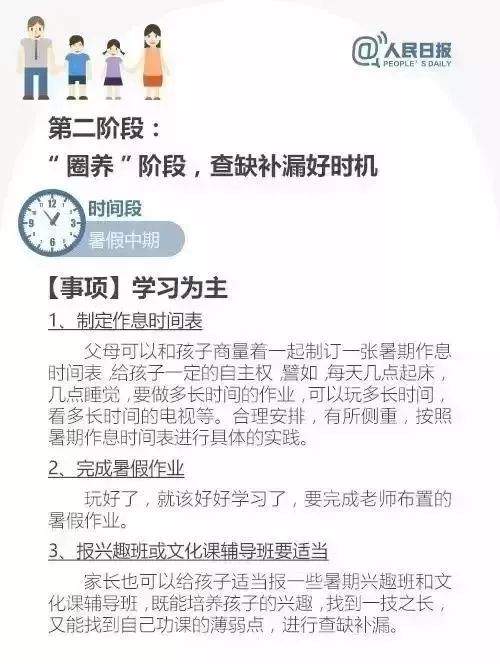 家长读物 | 人民日报给孩子制定的暑假规划，速速收藏！