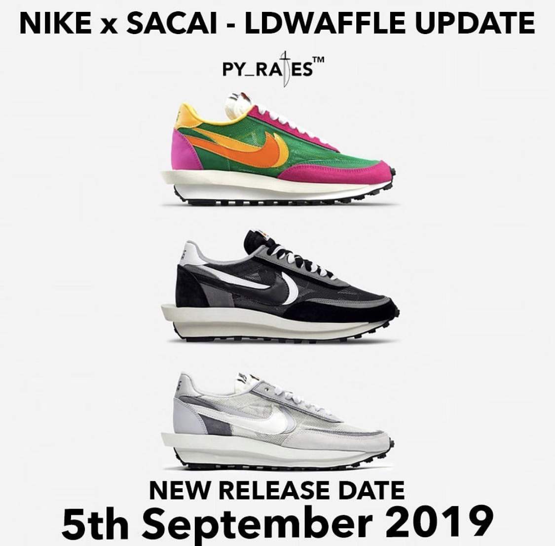 请注意！sacai x Nike LDWaffle联乘新配色发售更新！