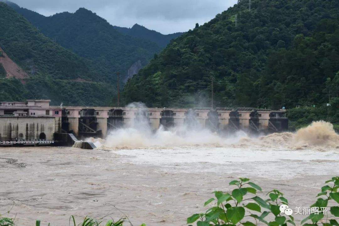 受强降雨影响，洪峰过境昭平桂江水位上涨，今年首次超警戒水位