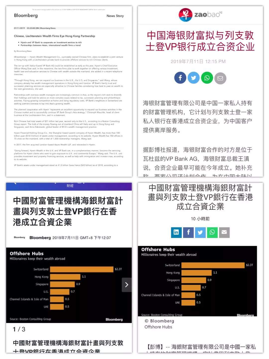 境内外媒体彭博社（Bloomberg）等高度关注海银携手VP银行