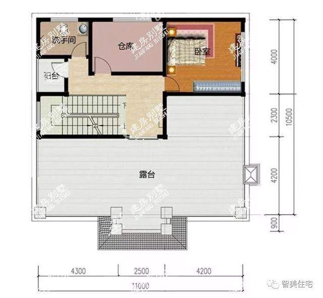 3栋面宽11米的四层别墅，都是平屋顶设计，造价40-50万