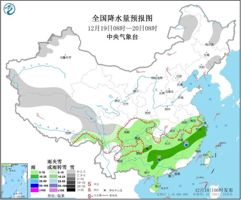 冷空气深入南下南方地区持续阴雨