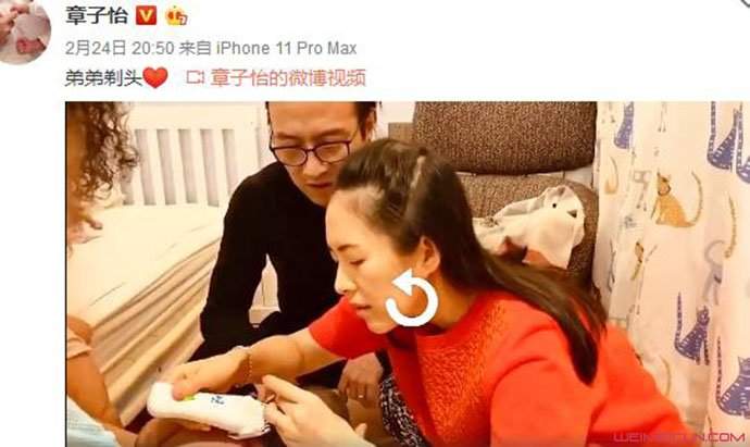 章子怡给儿子剃头 丈夫女儿围观画面十分温馨有爱