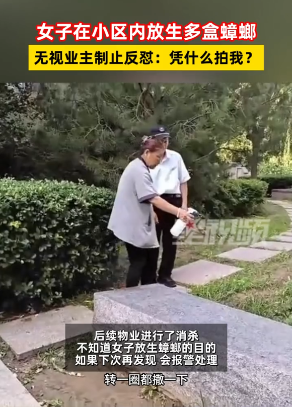 居心叵测！一妇女小区内放多盒蟑螂无视业主制止反怼:凭什么拍我?